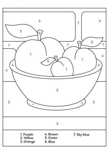 Pommes dans le bol coloriage magique