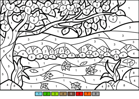 Pommier de beauté coloriage magique