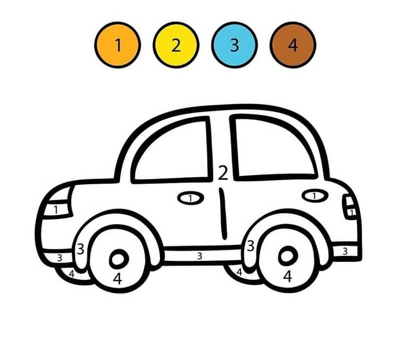 Très facile coloriage de voiture par numéro