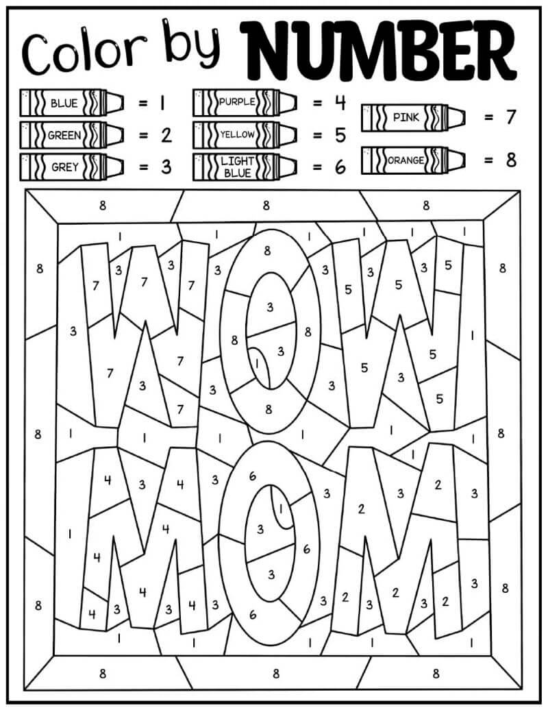 Wow Maman colorier par numéro