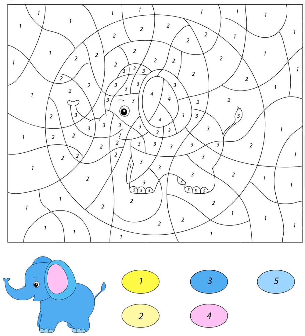 Basique Éléphant coloriage magique