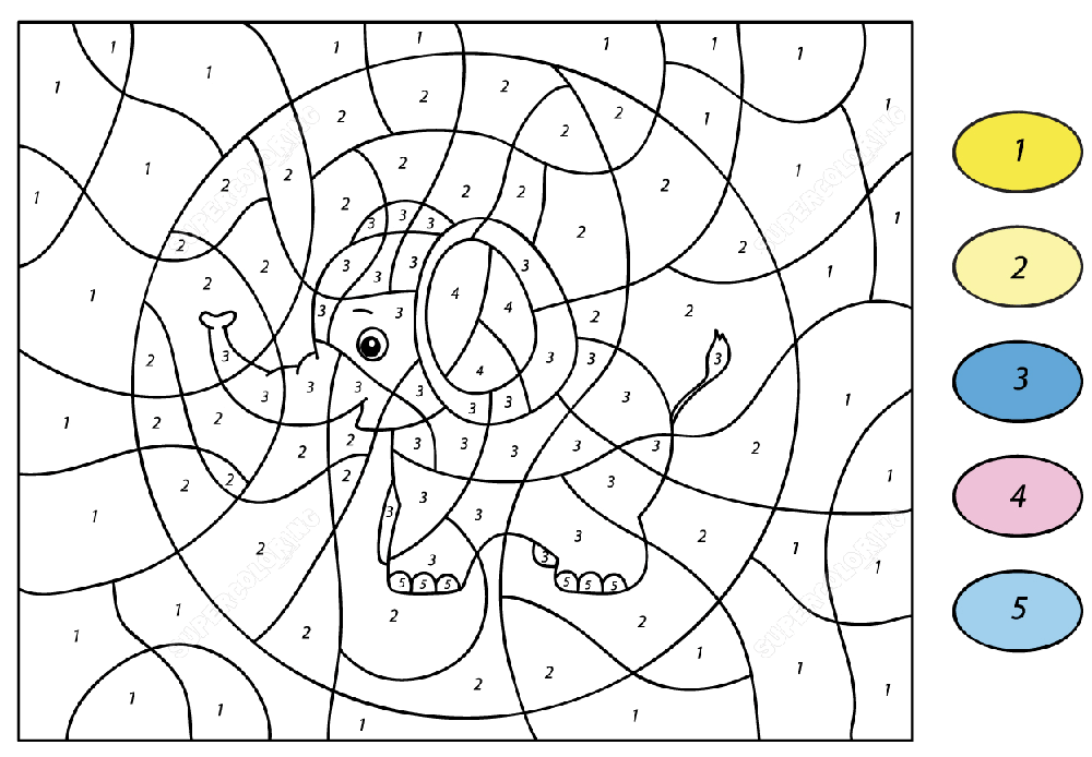 Bel éléphant coloriage magique