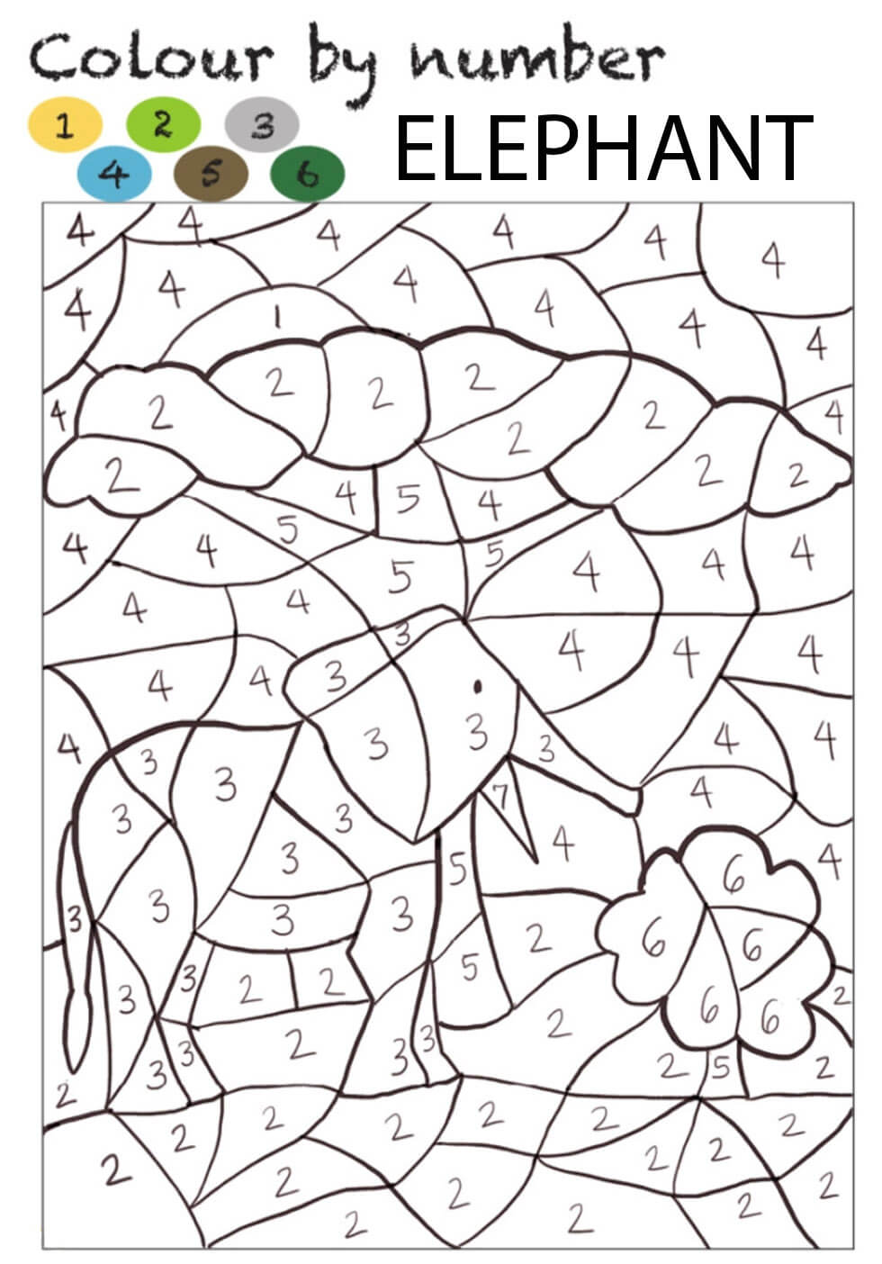 Coloriage d'éléphants magique