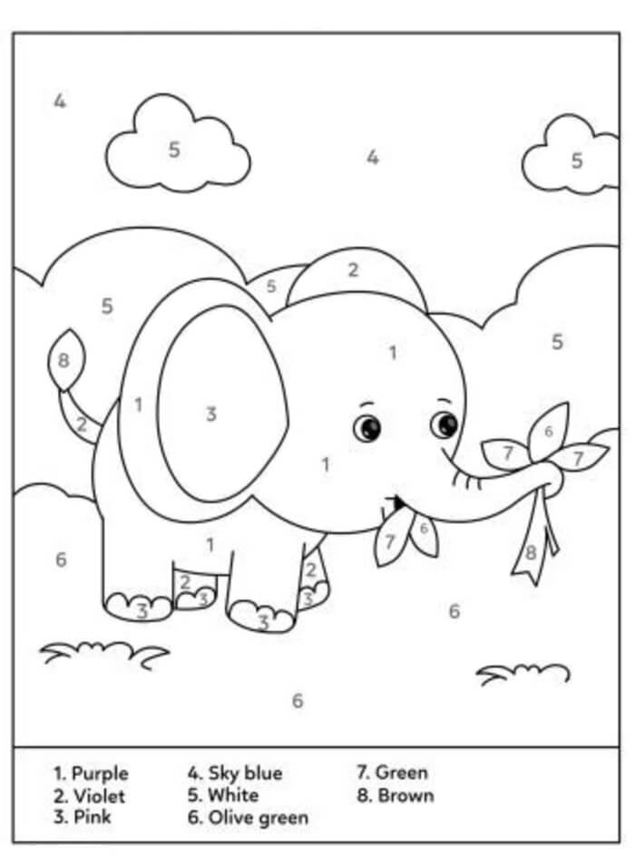 Coloriage magique éléphant pour enfants