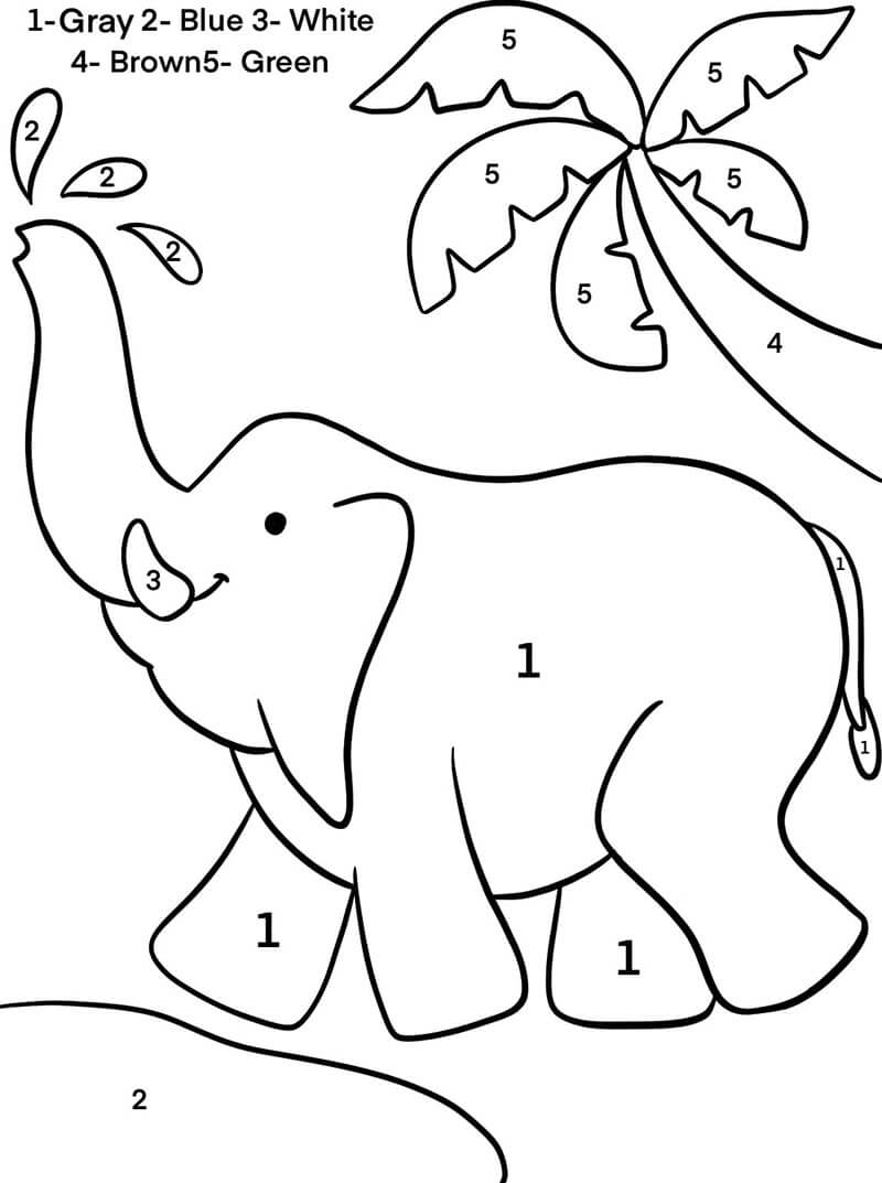 Coloriage Magique Simple Éléphant