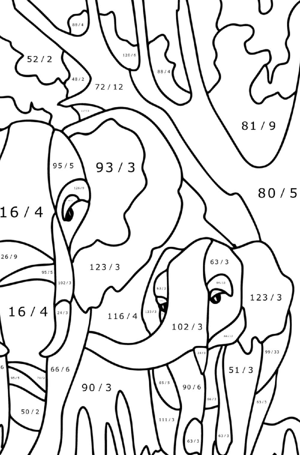 Couleur des éléphants par division mathématique