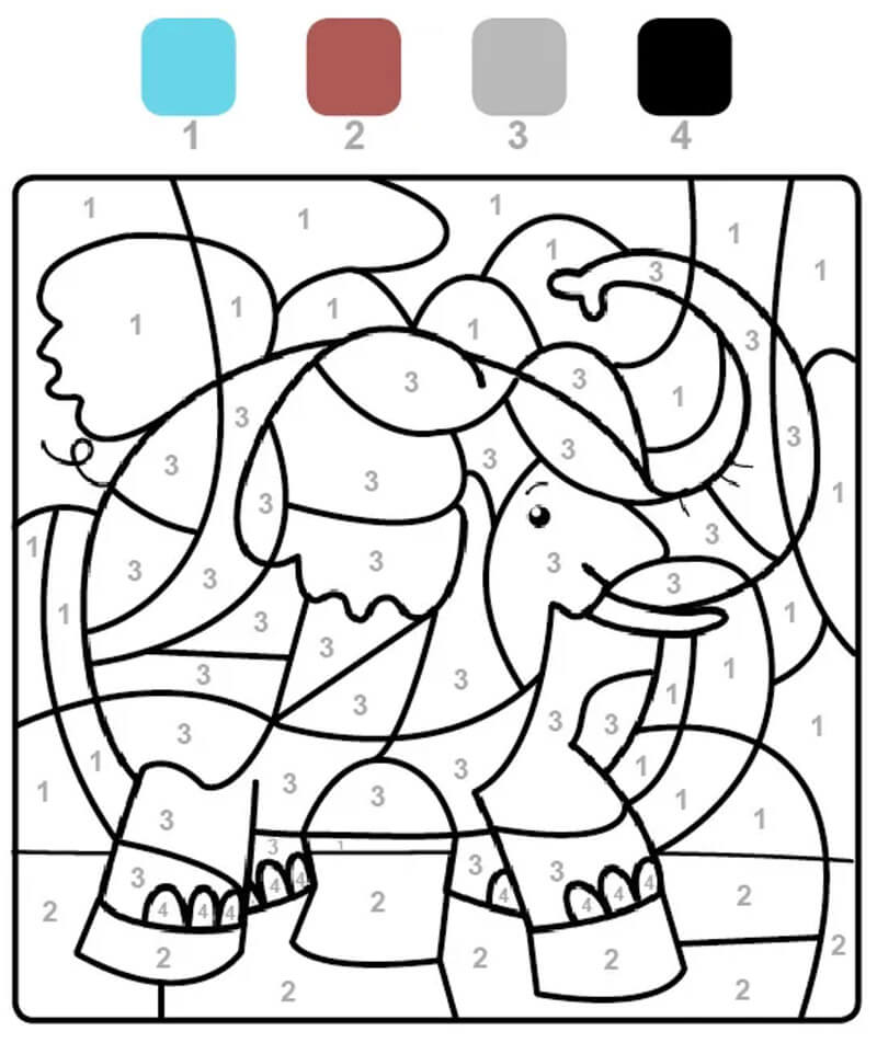 Gratuit Éléphant coloriage magique