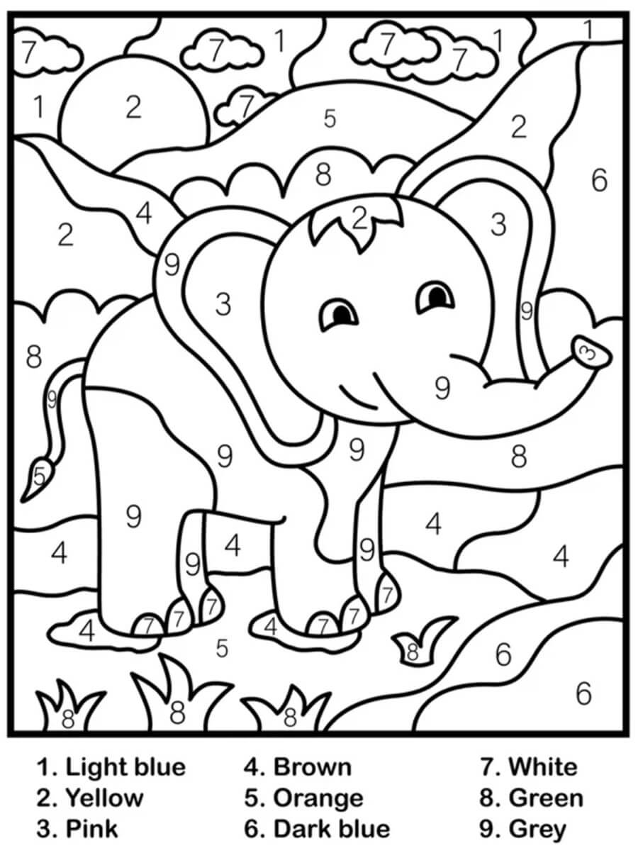 Imprimable Éléphant coloriage magique