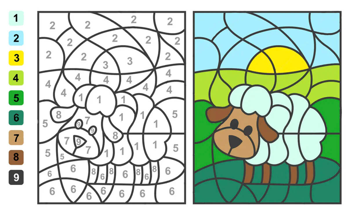 Joli mouton Coloriage Magique