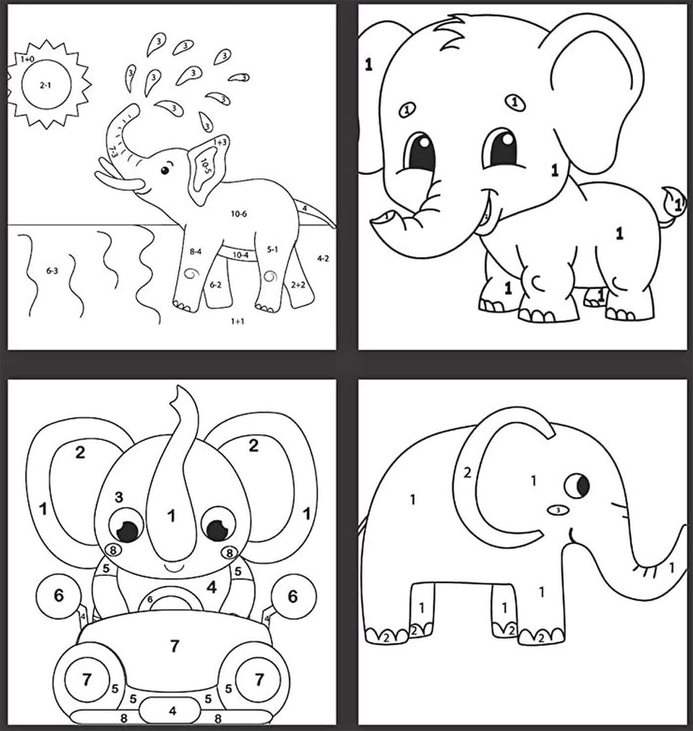 Les éléphants coloriage magique