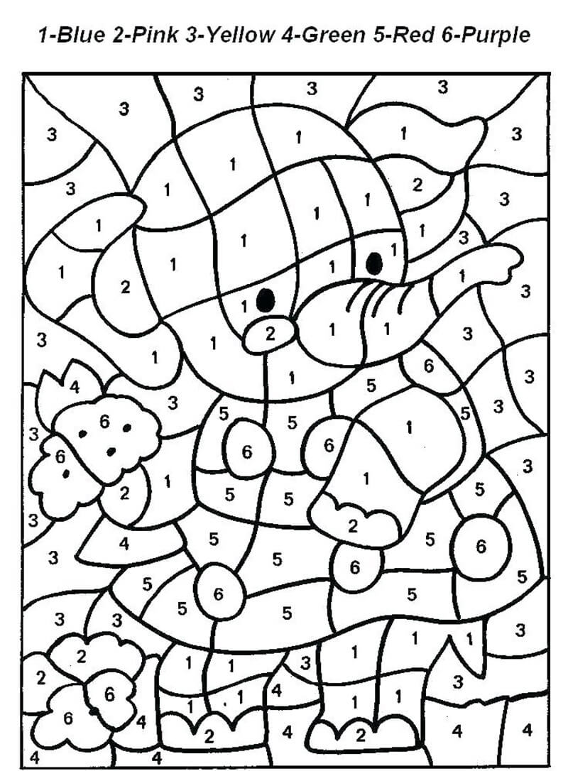 Éléphant Coloriage Magique - Feuille 1