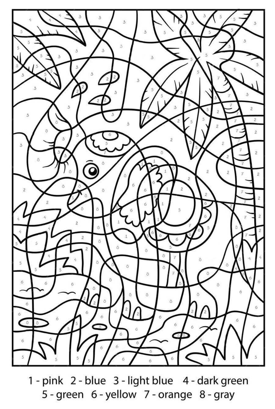Éléphant Coloriage Magique - Feuille 2