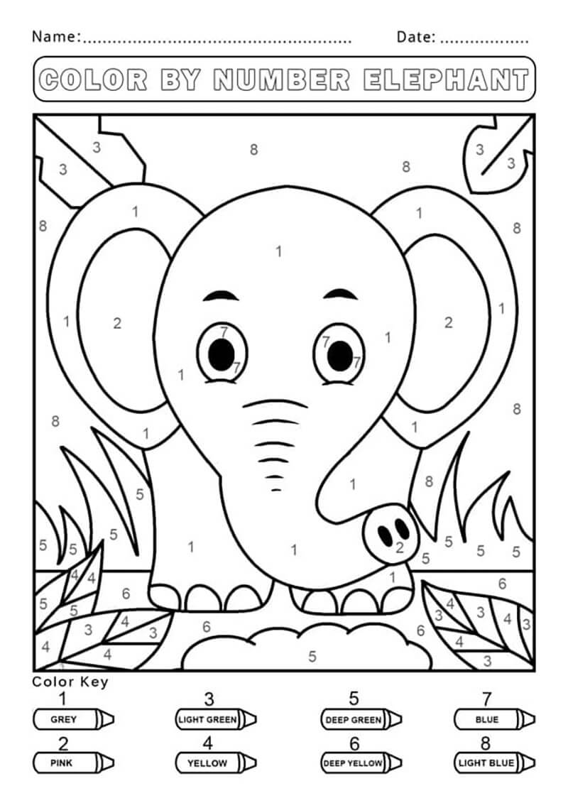Éléphant Coloriage Magique - Feuille 3