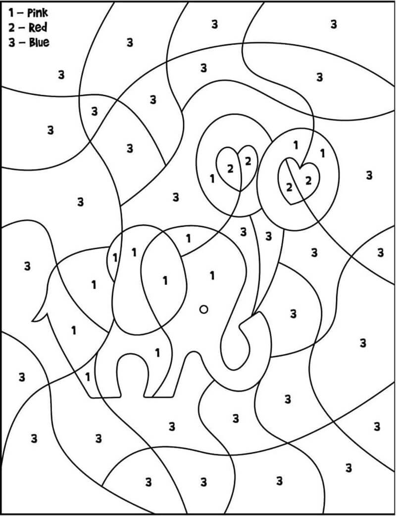 Éléphant de la Saint-Valentin Coloriage Magique