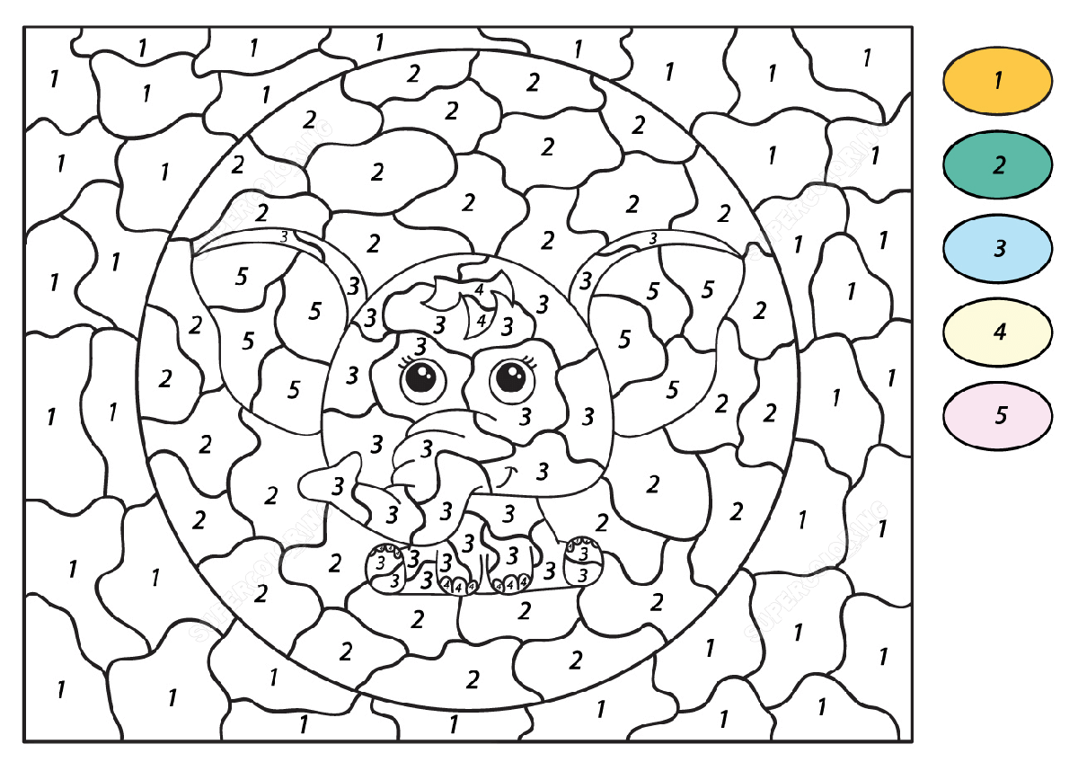 Éléphant Mignon Coloriage Magique