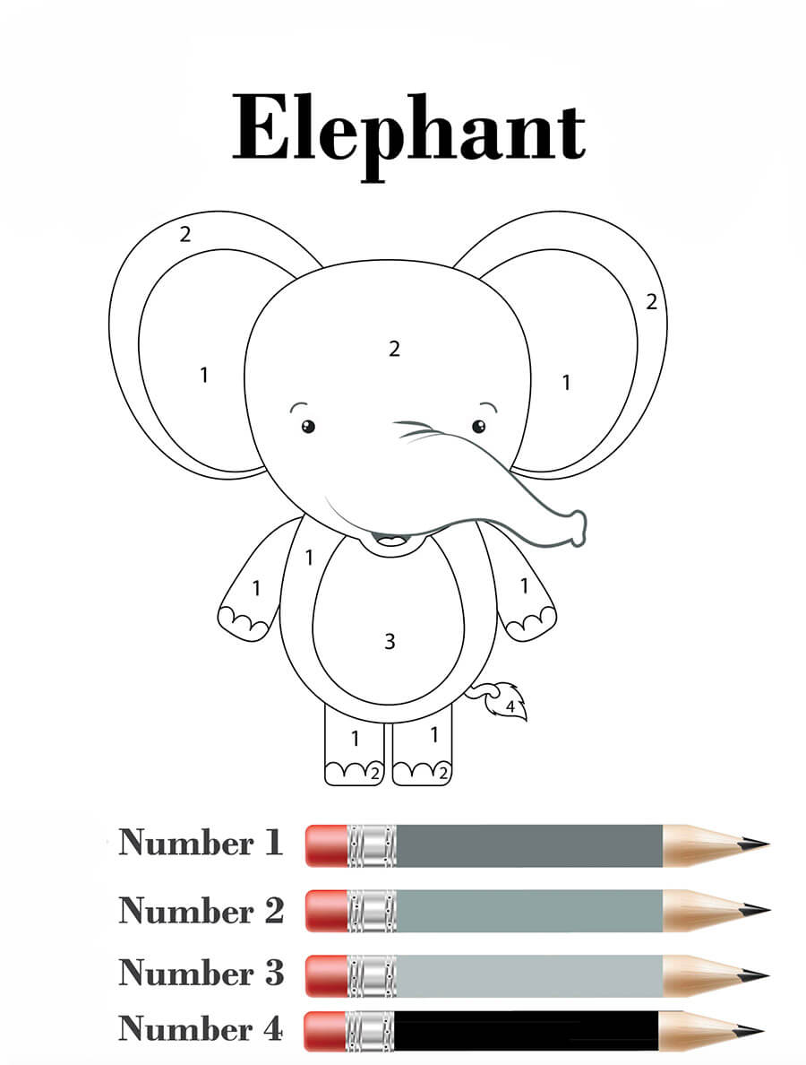 Éléphant mignon et adorable Coloriage Magique