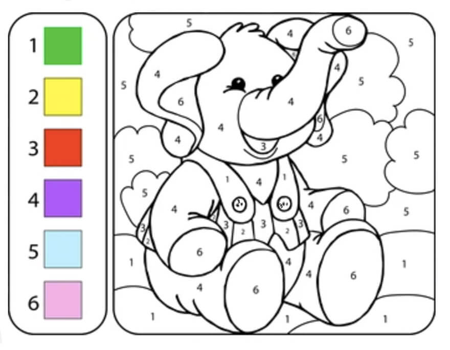 Éléphant Mignon Petit Coloriage Magique