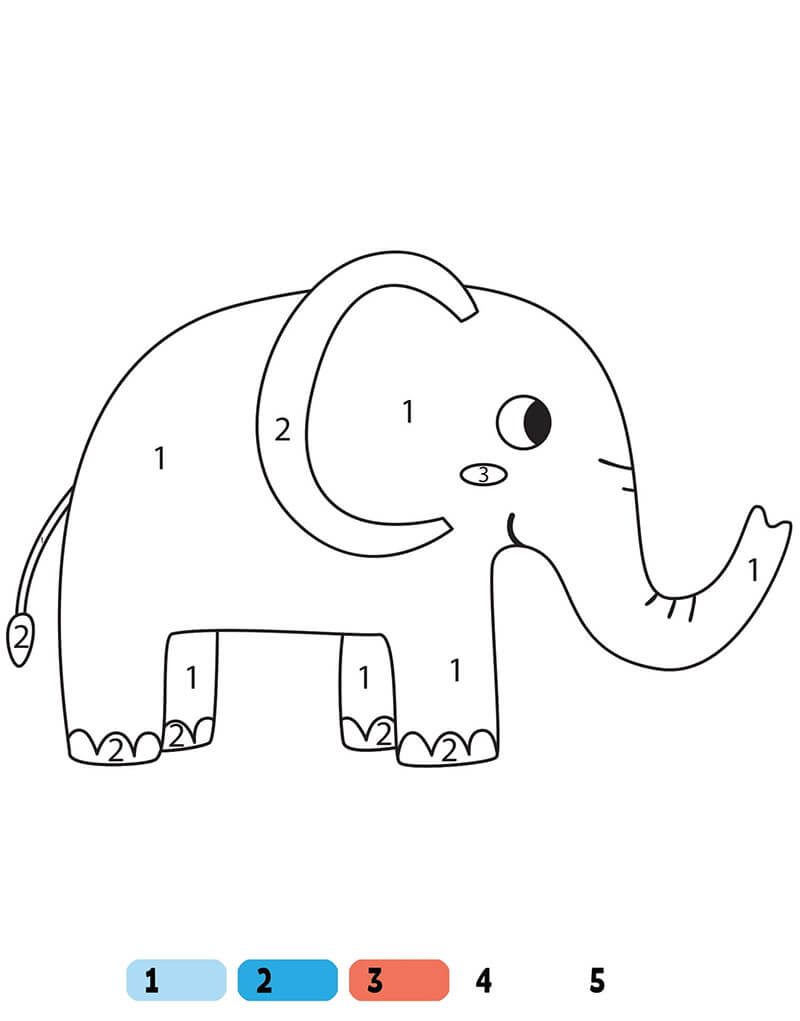 Éléphant Simple Coloriage Magique