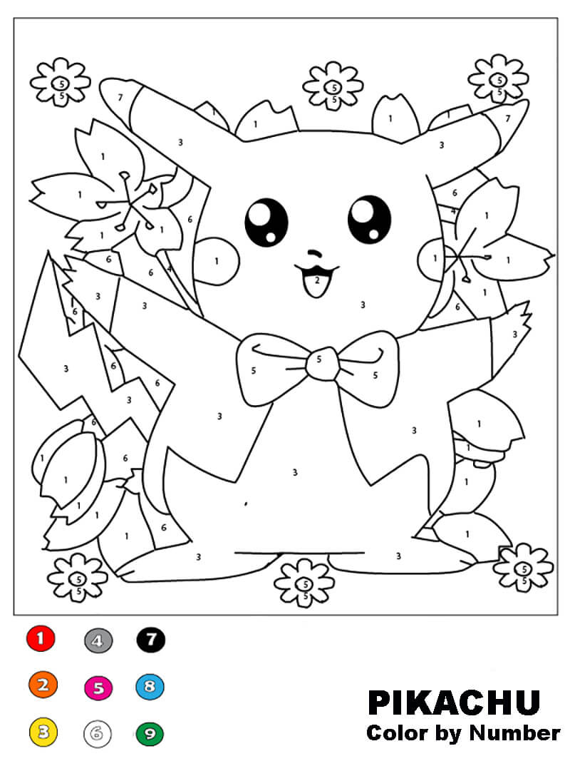 Magnifique Pikachu coloriage magique