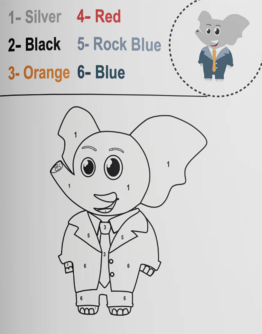 Mignon bébé éléphant Coloriage Magique