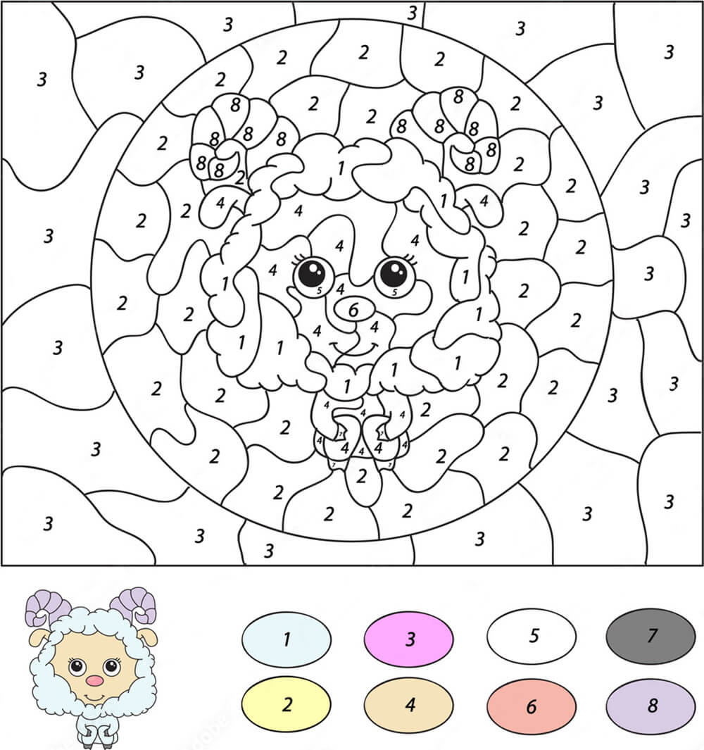 Mignon petit mouton Coloriage Magique