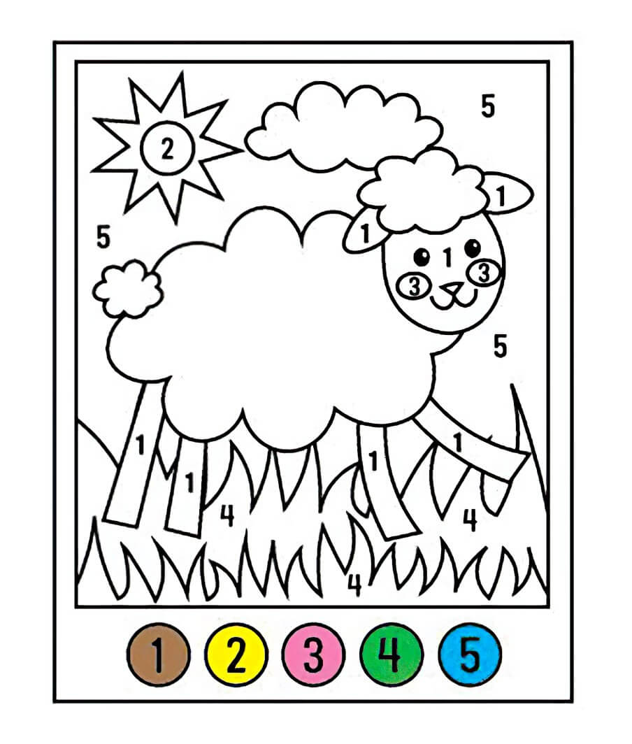 Mouton Kawaii Coloriage Magique