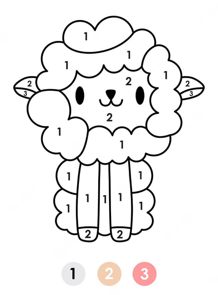 Mouton mignon Coloriage Magique