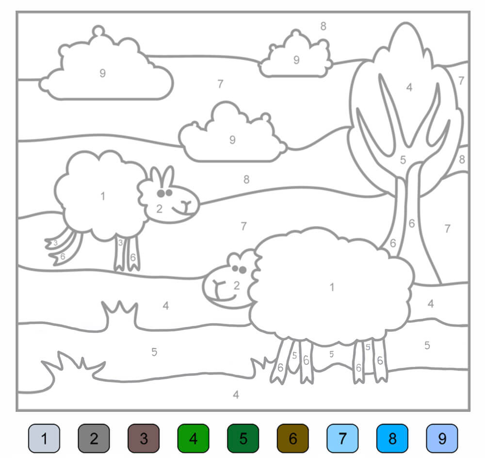 Moutons coloriage magique