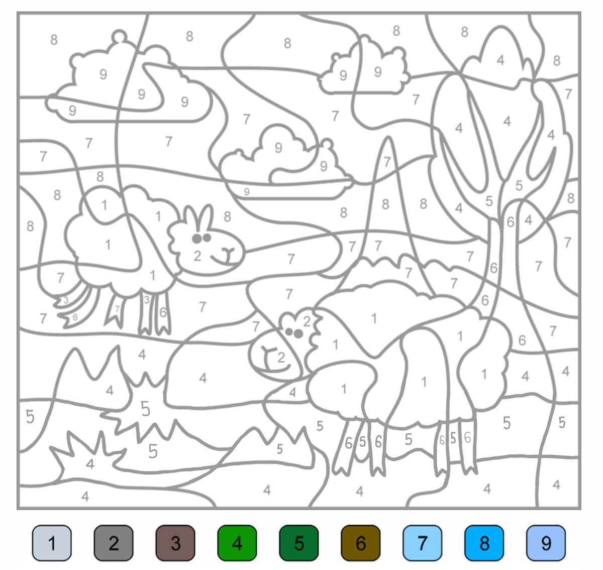 Moutons de ferme coloriage magique