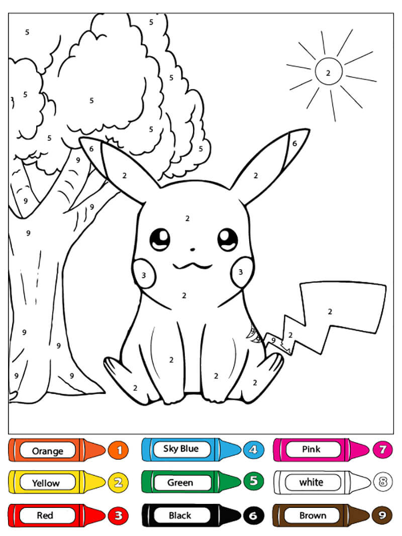 Pikachu coloriage magique