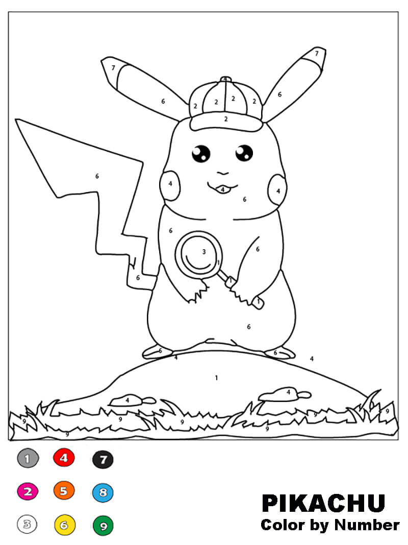 Pikachu cool coloriage magique