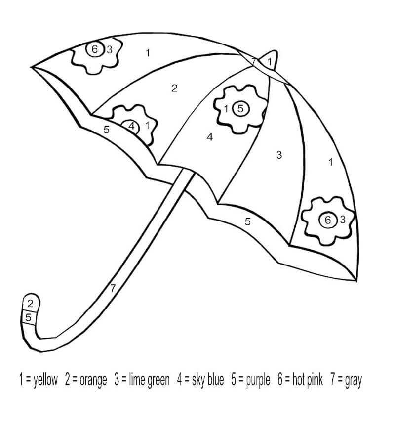 Joli parapluie coloriage magique