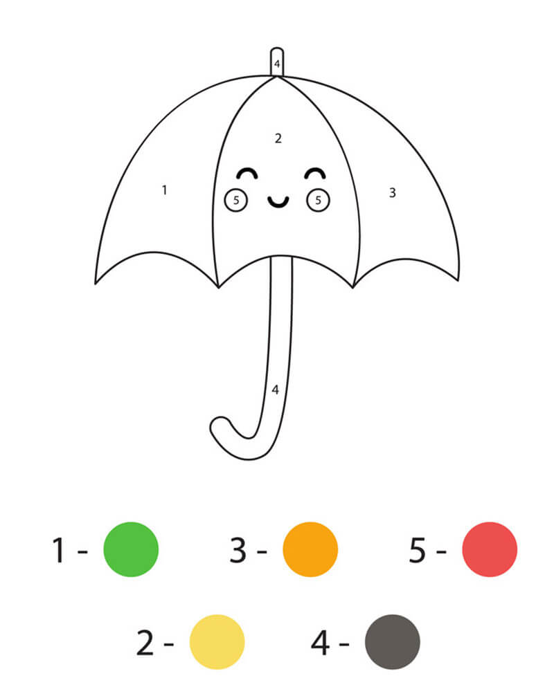 Parapluie facile et mignon Coloriage magique