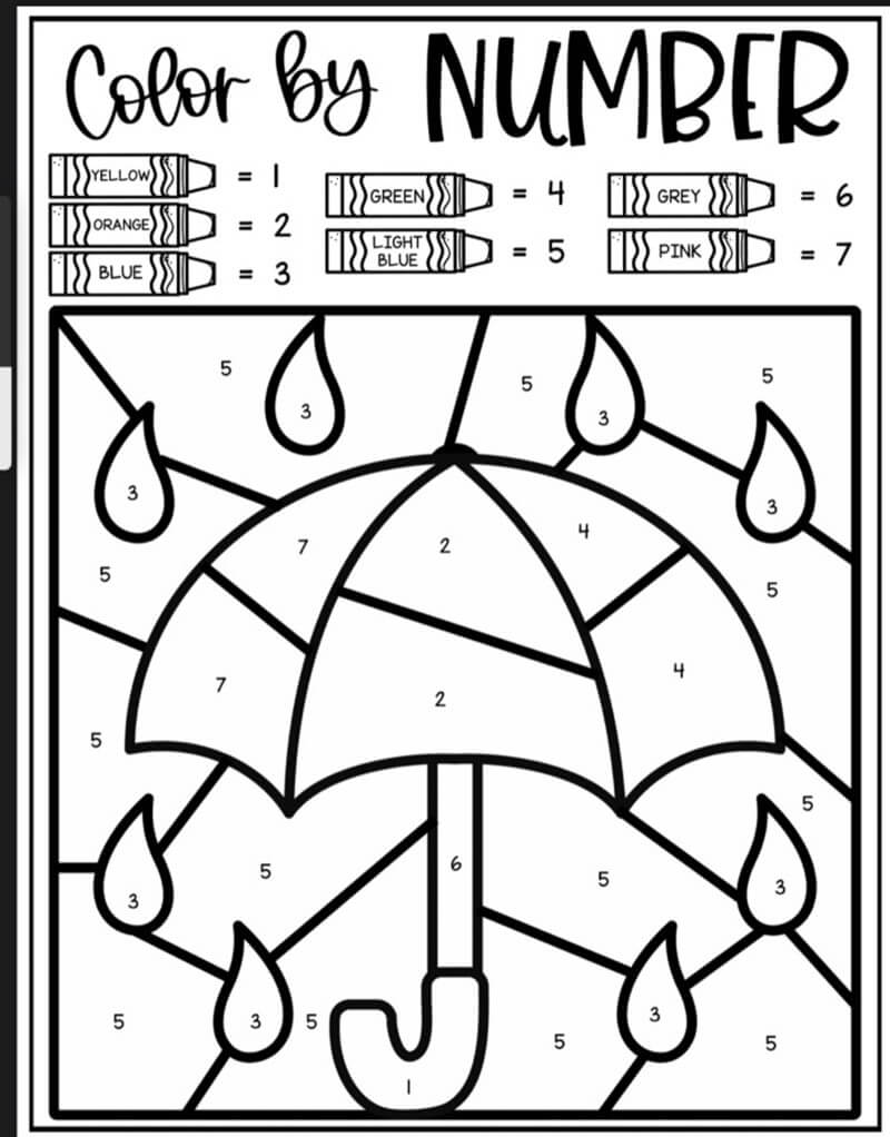 Parapluie simple coloriage magique