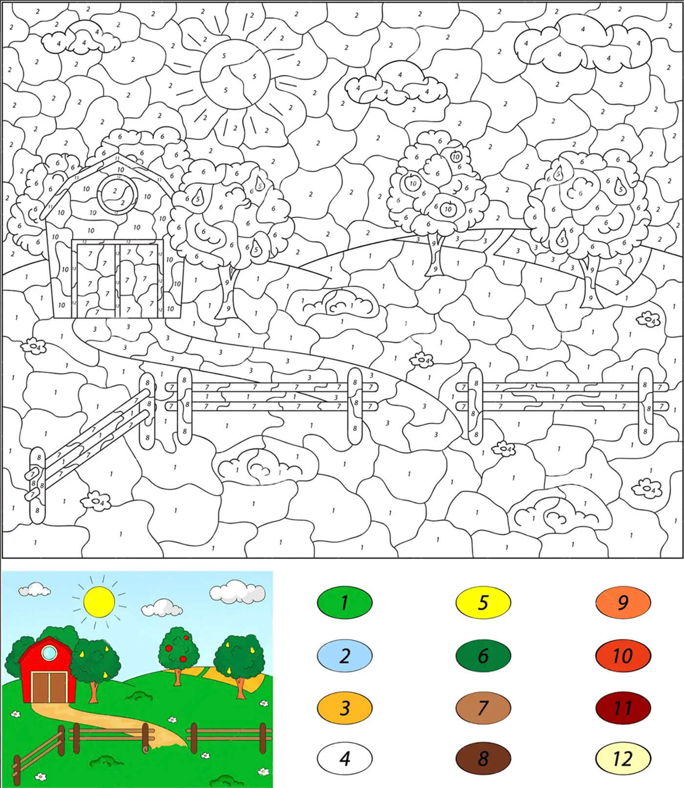 Paysage de collines Coloriage Magique