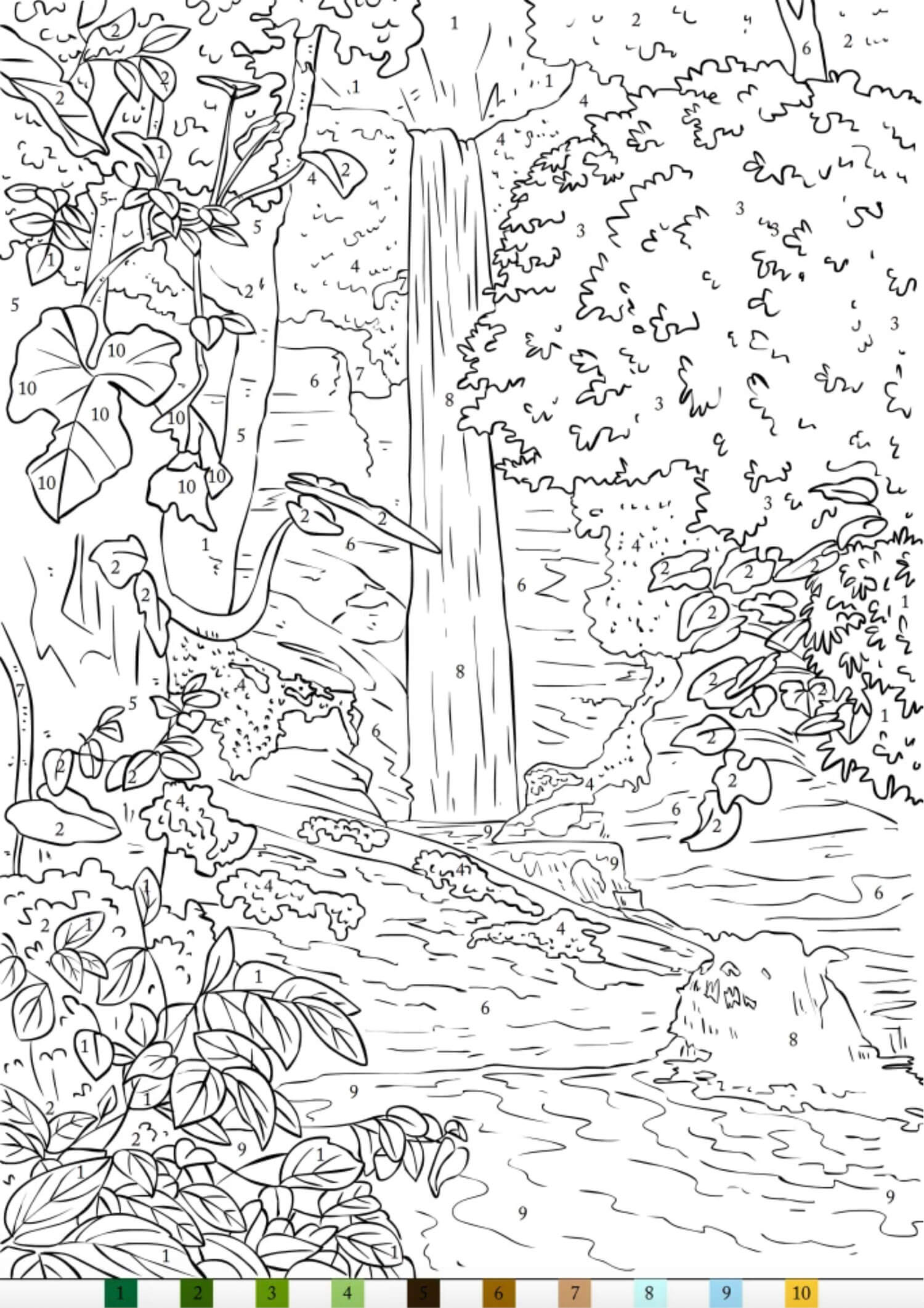 Paysage forestier Coloriage Magique