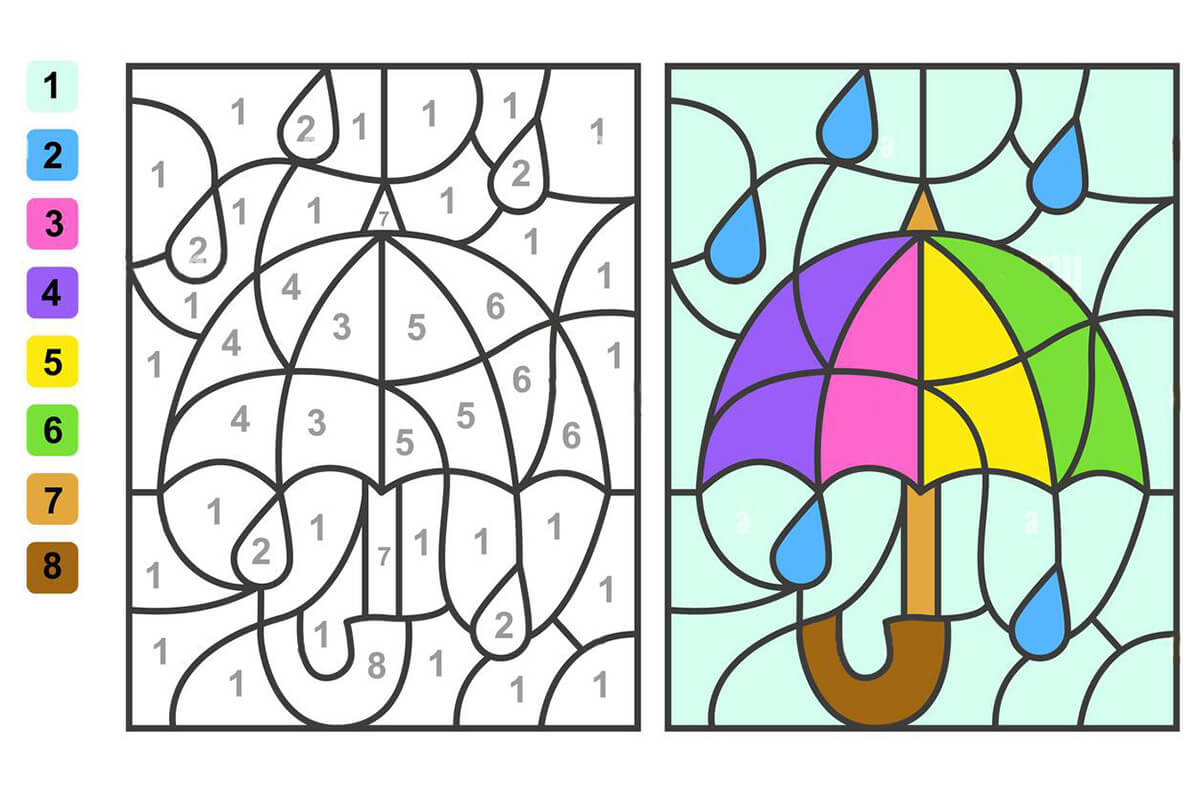 Puzzle Parapluie Coloriage magique
