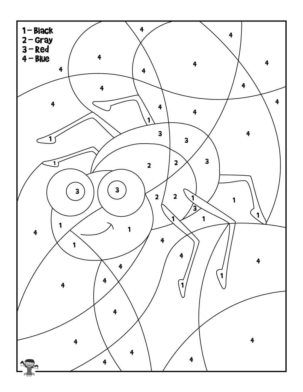 Araignée drôle Coloriage Magique