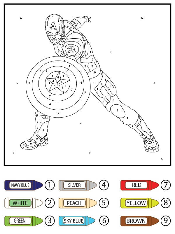 Captain American Coloriage Magique