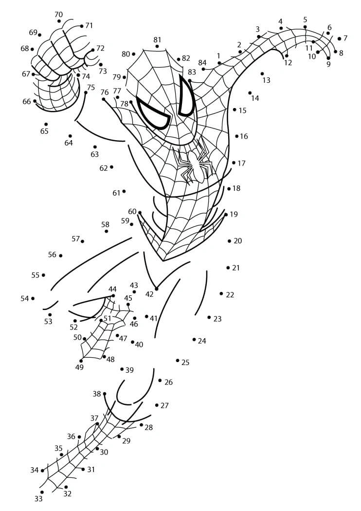 Le coup de poing de Spiderman Coloriage Magique