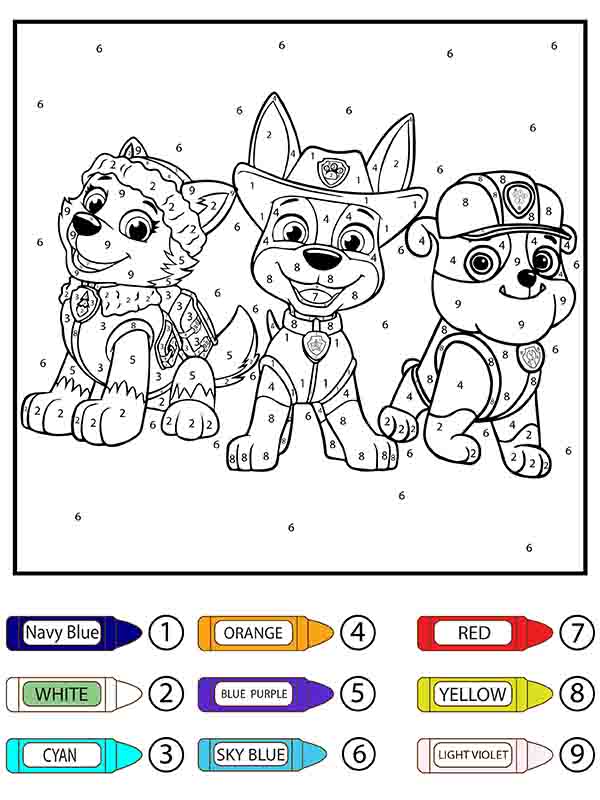 L'équipe amusante de la Pat' Patrouille Coloriage Magique