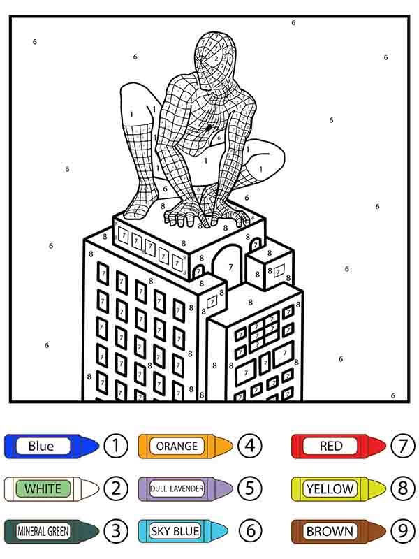 Spiderman cool Coloriage Magique