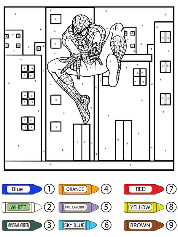 Spiderman de base Coloriage Magique