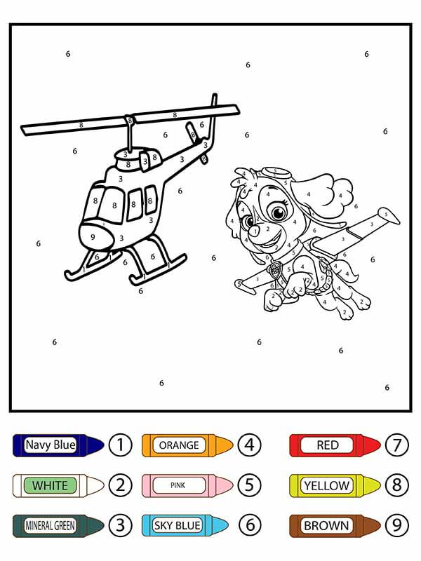 Stella en vol et hélicoptère Coloriage Magique