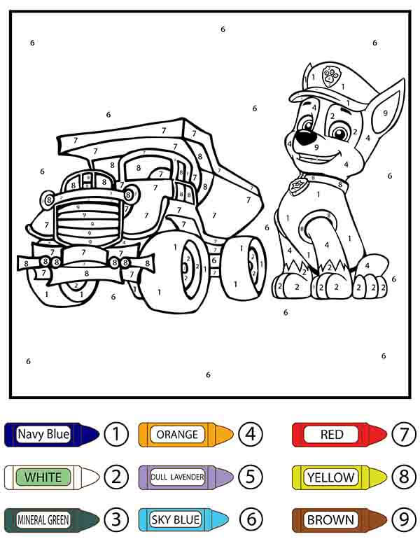 Voiture jouet et Rocky Coloriage Magique