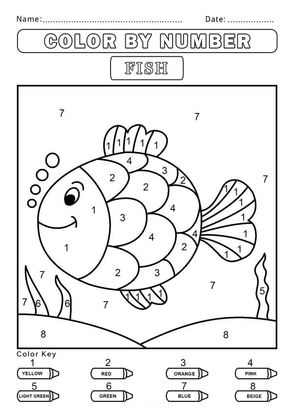 Adorable poisson arc-en-ciel Coloriage magique