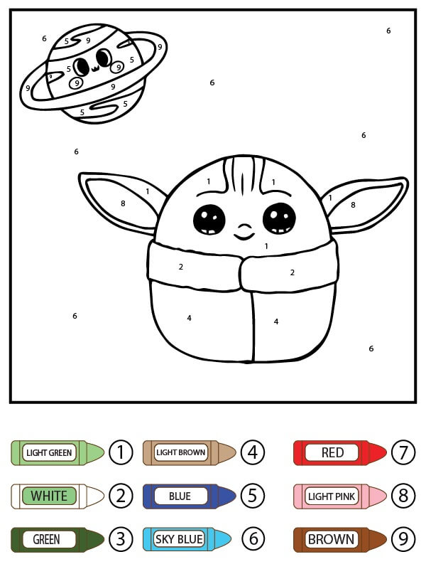 Bébé Yoda avec la Terre Coloriage magique