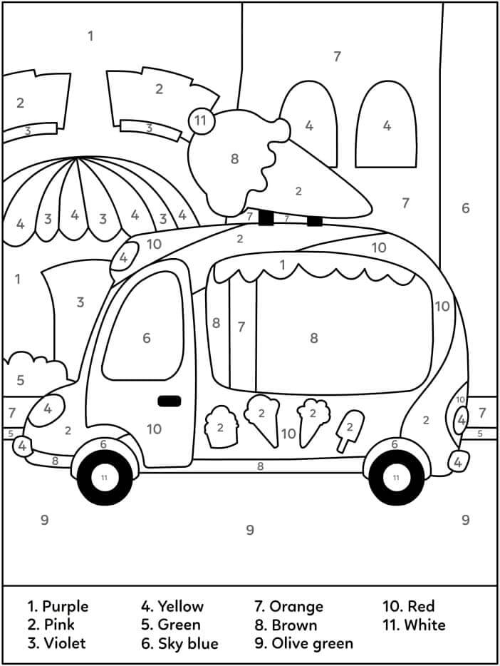 Camion de glaces coloriage magique