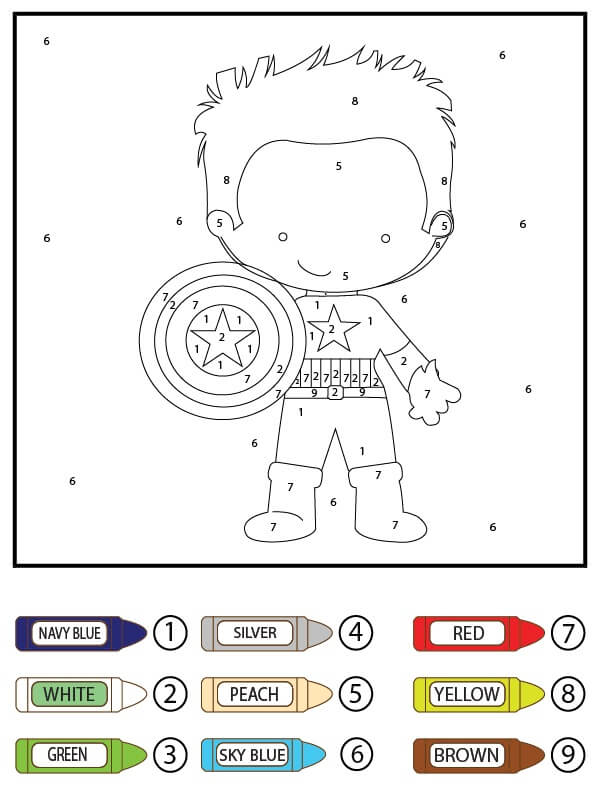 Captain America Souriant Coloriage Magique