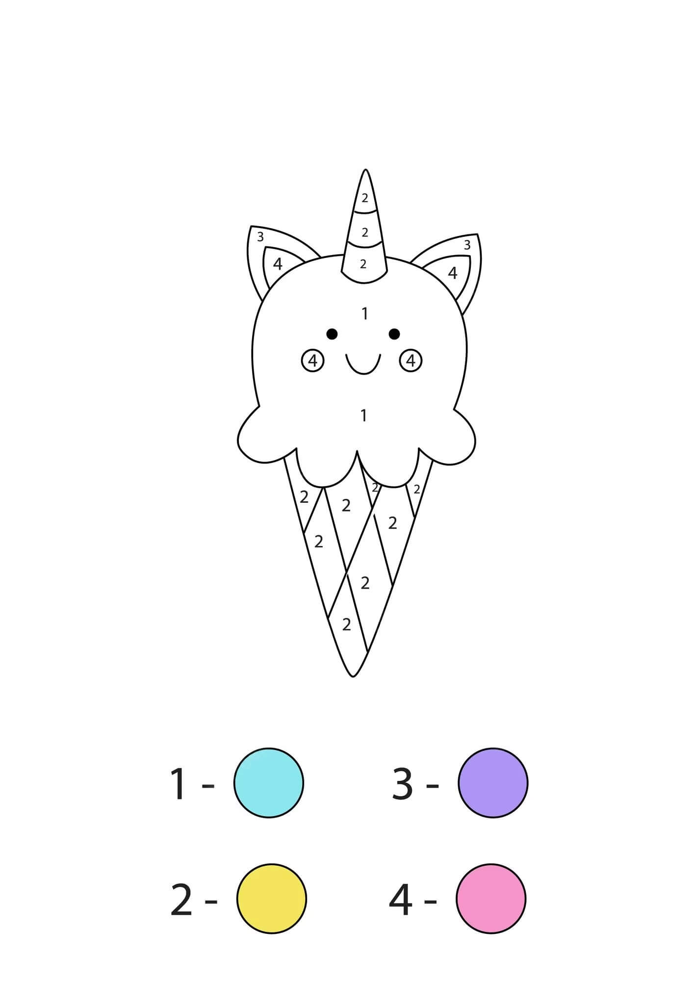 Coloriage de glace licorne par numéro